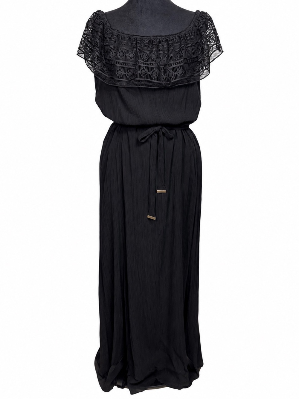 Apt 9 Off the Shoulder Lace Neckline Maxi Dress Tie Waist Size XL
